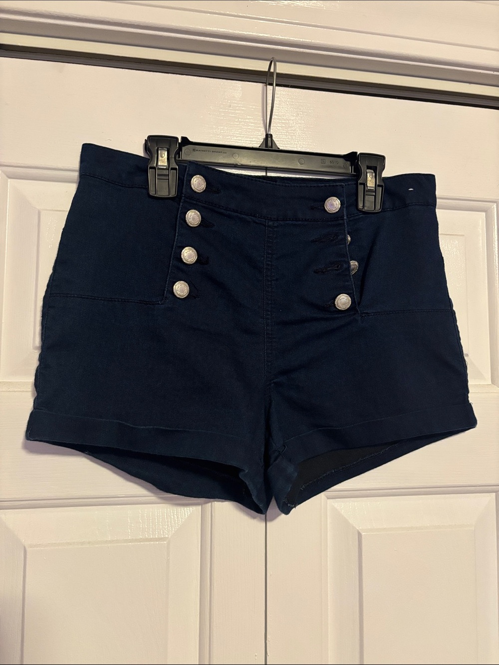Almost Famous Navy High-Waist Button Front Shorts
